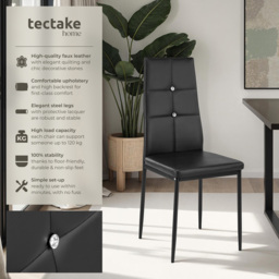 tectake Set of 4 Black Rhinestone Highlight Dining Chairs - Wilko - thumbnail 7