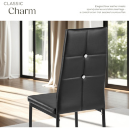 tectake Set of 4 Black Rhinestone Highlight Dining Chairs - Wilko - thumbnail 6