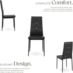 tectake Set of 4 Black Rhinestone Highlight Dining Chairs - Wilko - thumbnail 5