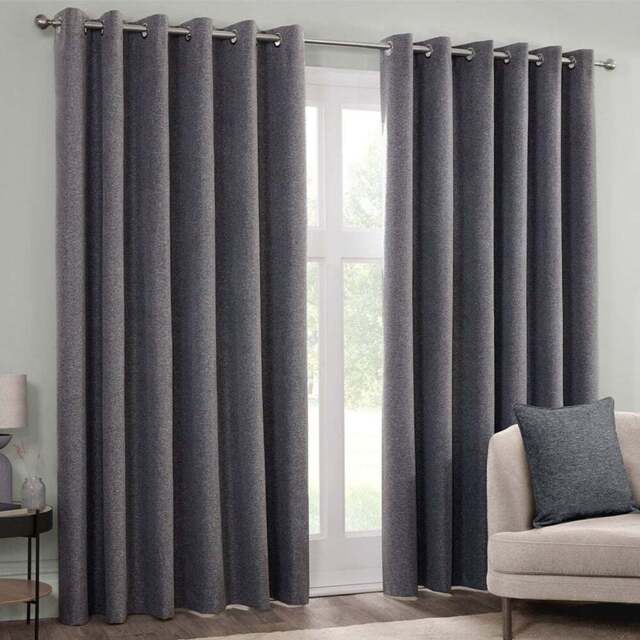 Dusk Eyelet Curtain Charcoal/168cm/229cm - Divante - Wilko - image 1