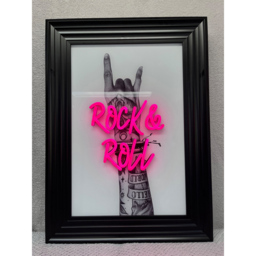 Splashbax Rock And Roll Black Premium Gallery Frame LED Neon Wall Art - Size: 105 x 75 x 7cm - Multi - Wilko - thumbnail 3