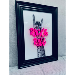 Splashbax Rock And Roll Black Premium Gallery Frame LED Neon Wall Art - Size: 105 x 75 x 7cm - Multi - Wilko - thumbnail 5