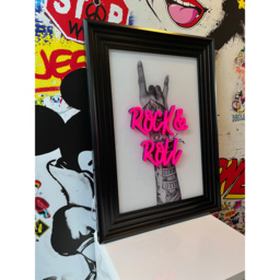 Splashbax Rock And Roll Black Premium Gallery Frame LED Neon Wall Art - Size: 105 x 75 x 7cm - Multi - Wilko - thumbnail 6