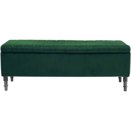 H&O Direct Velvet Upholstered Storage Bench - Size: 46 x 126 x 44cm - Green - Wilko - thumbnail 3