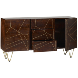 Brooklyn Ozella 2 Door 3 Drawer Dark Gold Extra Large Sideboard - Brown - Wilko - thumbnail 5