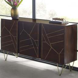 Brooklyn Ozella 2 Door 3 Drawer Dark Gold Extra Large Sideboard - Brown - Wilko