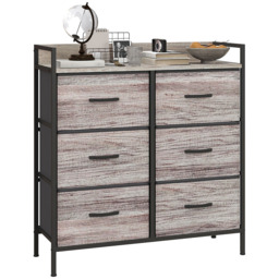 HOMCOM 6 Drawer Grey Wood Effect Bedroom Chest of Drawers - Wilko - thumbnail 3