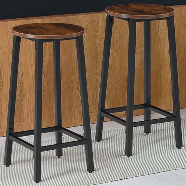 tectake Corby Dark Wood Set of 2 Bar Stool - Size: 66 x 32 x 32cm - Brown - Wilko - image 1