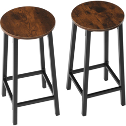 tectake Corby Dark Wood Set of 2 Bar Stool - Size: 66 x 32 x 32cm - Brown - Wilko - thumbnail 4