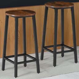 tectake Corby Dark Wood Set of 2 Bar Stool - Size: 66 x 32 x 32cm - Brown - Wilko - thumbnail 1