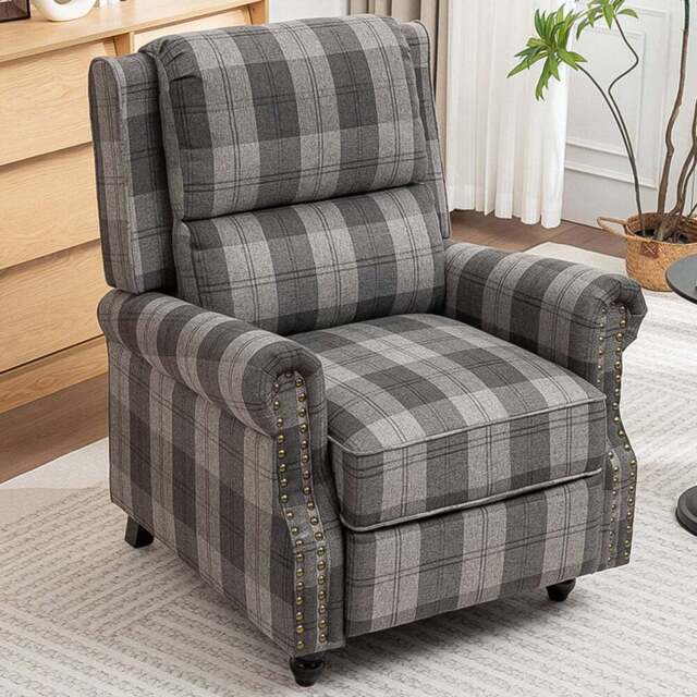 Living and Home Grey Linen Upholstered Recliner Armchair with Footrest and Adjustable Backrest - Size: Single - Wilko - image 1