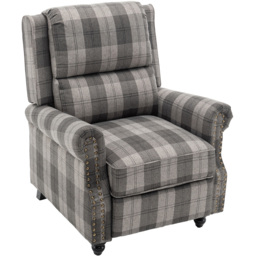 Living and Home Grey Linen Upholstered Recliner Armchair with Footrest and Adjustable Backrest - Size: Single - Wilko - thumbnail 3