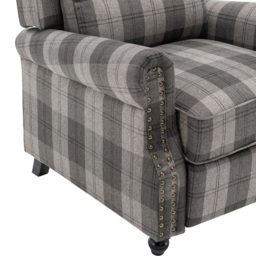 Living and Home Grey Linen Upholstered Recliner Armchair with Footrest and Adjustable Backrest - Size: Single - Wilko - thumbnail 5