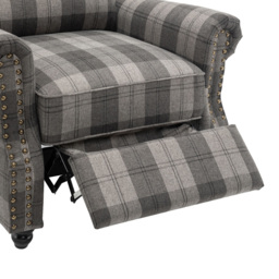 Living and Home Grey Linen Upholstered Recliner Armchair with Footrest and Adjustable Backrest - Size: Single - Wilko - thumbnail 6