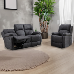 Furniture One 4 Seater Dark Grey Manual Recliner Sofa Set - Wilko