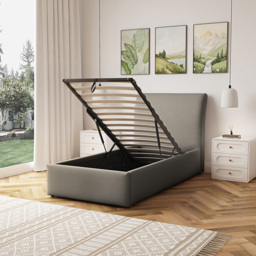 Artemis Home Bethany Single Light Brown Linen Upholstered Ottoman Bed - Wilko - thumbnail 4