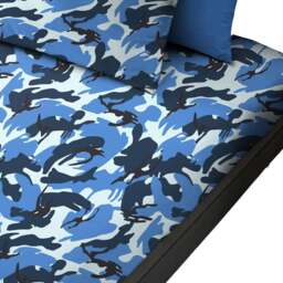 Velosso Small Camouflage Blue Fitted Sheet - Size: Single - Wilko - thumbnail 1