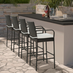 Costway PE Rattan Patio Wicker Barstools Set of 4 - Size: 58 x 53 x 116cm - Brown - Wilko - thumbnail 4
