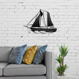 Decortie Black Sail Theme Metal Wall Art - Size: 40.0  x 55.0  x 3.0 cm - Wilko - thumbnail 3