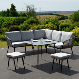 Artemis Home Sartene 6 Seater Light Grey and Black Garden Corner Lounge Set - Wilko - thumbnail 6