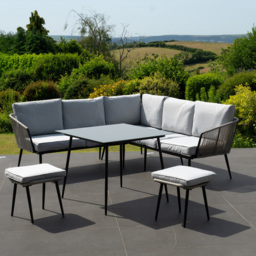 Artemis Home Sartene 6 Seater Light Grey and Black Garden Corner Lounge Set - Wilko - thumbnail 3