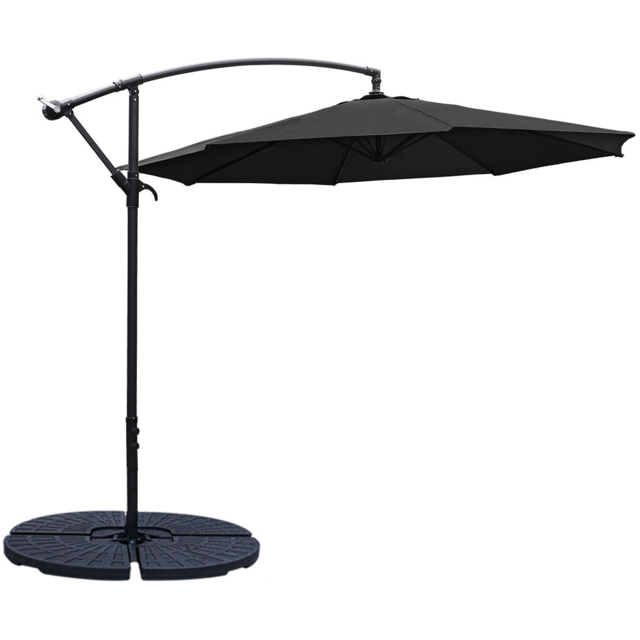 Living and Home Black Garden Cantilever Parasol with Round Base 3m - Wilko - image 1