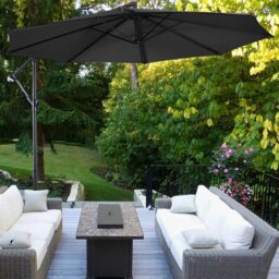 Living and Home Black Garden Cantilever Parasol with Round Base 3m - Wilko - thumbnail 6