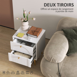 Portland 2 Drawer White Bedside Table Set of 2 - Wilko - thumbnail 7