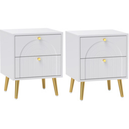 Portland 2 Drawer White Bedside Table Set of 2 - Wilko - thumbnail 3