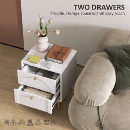 Portland 2 Drawer White Bedside Table Set of 2 - Wilko - thumbnail 6