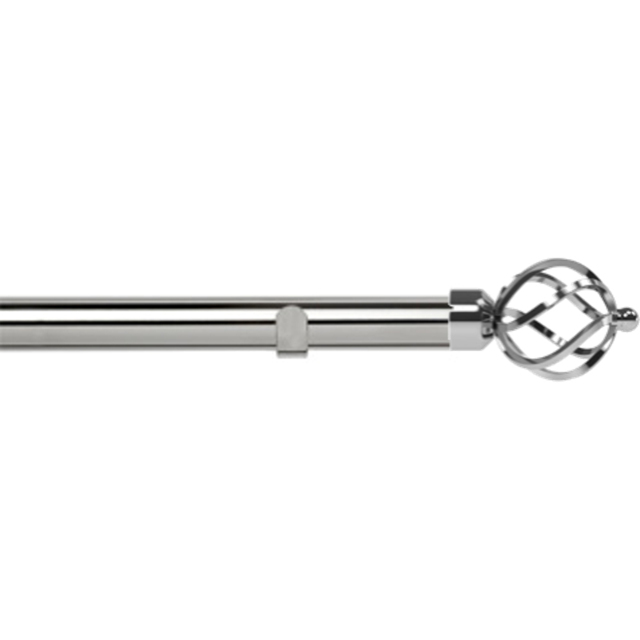 New Edge Blinds 360cm Fixed Length Chrome Eyelet Metal Curtain Pole Set with Cage Finial - Wilko - image 1