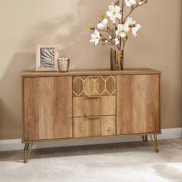 GFW Orleans 2 Door 3 Drawer Mango Yellow Sideboard - Size: 39 x 114 x 70cm - Brown - Wilko - thumbnail 7