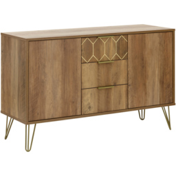 GFW Orleans 2 Door 3 Drawer Mango Yellow Sideboard - Size: 39 x 114 x 70cm - Brown - Wilko - thumbnail 5