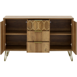 GFW Orleans 2 Door 3 Drawer Mango Yellow Sideboard - Size: 39 x 114 x 70cm - Brown - Wilko - thumbnail 4