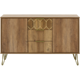 GFW Orleans 2 Door 3 Drawer Mango Yellow Sideboard - Size: 39 x 114 x 70cm - Brown - Wilko - thumbnail 3