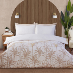 Palms Metallic Duvet Set Neutral Superking - Size: Super King - Divante - Wilko