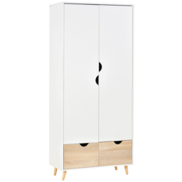 Portland 2 Door 2 Drawer White Wooden Wardrobe with Rail - Size: 2 Door, 2 Drawer - Wilko - thumbnail 3