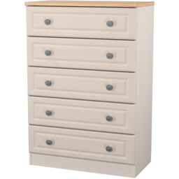 Crowndale Norfolk 5 Drawer Kashmir Ash and Bardolino Oak Chest of Drawers Ready Assembled - Kashmir Ash & Bardolino Oak - Wilko - thumbnail 4