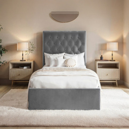 Flair Milan Single Grey Velvet Ottoman Bed - Wilko - thumbnail 7