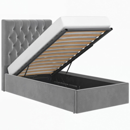 Flair Milan Single Grey Velvet Ottoman Bed - Wilko - thumbnail 4