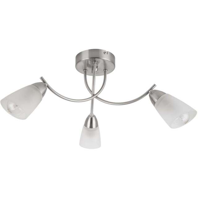 Cosylyte Hallie 3 Light Brushed Nickel Glass Ceiling Light - Size: 34.5 x 20 x 13.5cm - Silver - Wilko - image 1