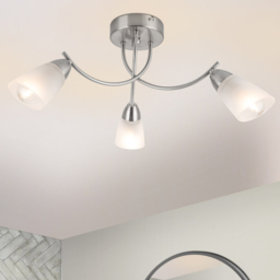 Cosylyte Hallie 3 Light Brushed Nickel Glass Ceiling Light - Size: 34.5 x 20 x 13.5cm - Silver - Wilko - thumbnail 3