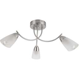 Cosylyte Hallie 3 Light Brushed Nickel Glass Ceiling Light - Size: 34.5 x 20 x 13.5cm - Silver - Wilko