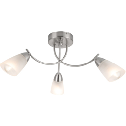 Cosylyte Hallie 3 Light Brushed Nickel Glass Ceiling Light - Size: 34.5 x 20 x 13.5cm - Silver - Wilko - thumbnail 4