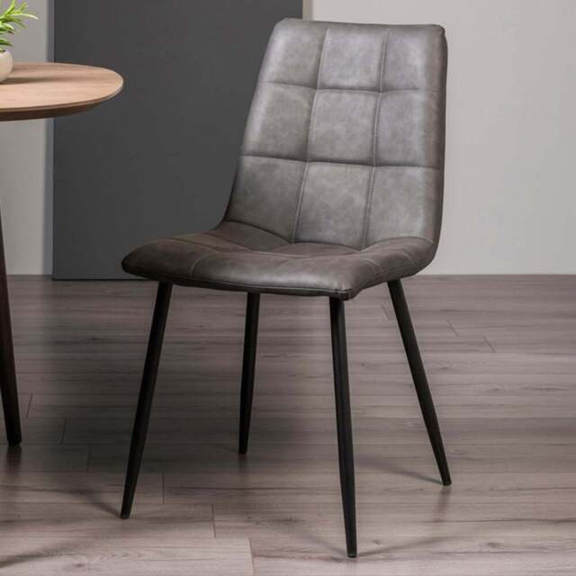 Bentley Designs Mondrian Set of 2 Dark Grey Leather Dining Chair - Wilko - image 1