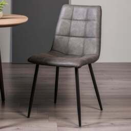 Bentley Designs Mondrian Set of 2 Dark Grey Leather Dining Chair - Wilko