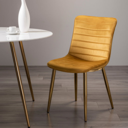 Bentley Designs Rothko Set of 2 Mustard Velvet Dining Chair - Yellow - Wilko - thumbnail 7