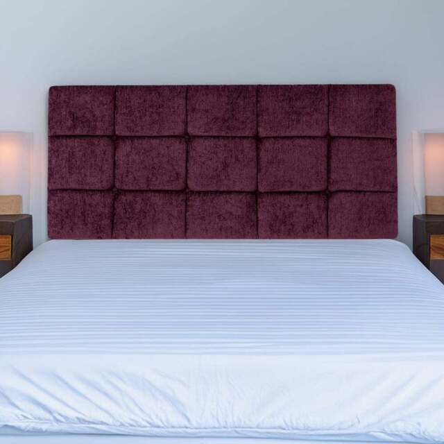 Bedmaster Pearl Single Aubergine Chenille Squared Headboard - Purple - Wilko - image 1