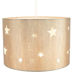 Happy Homewares Contemporary Beige Linen Laser Cut Stars Children Pendant Shade - Size: 20 x 30 x 30cm - Cream - Wilko - thumbnail 5