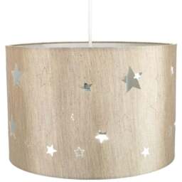 Happy Homewares Contemporary Beige Linen Laser Cut Stars Children Pendant Shade - Size: 20 x 30 x 30cm - Cream - Wilko